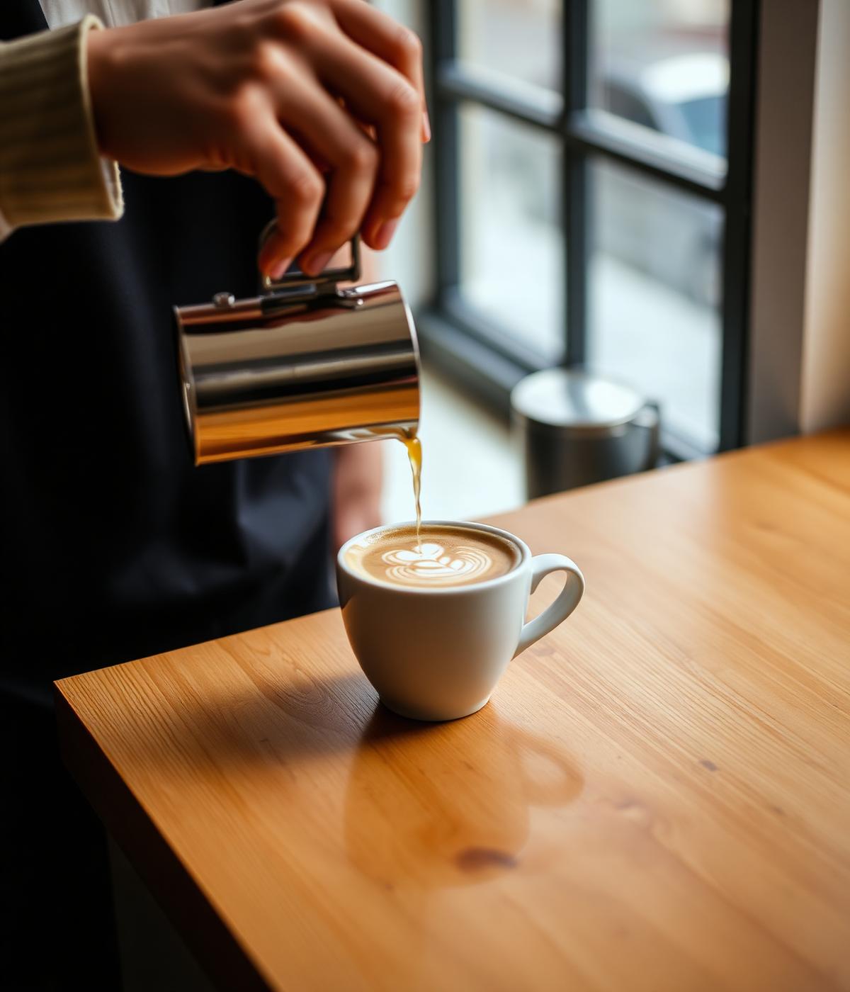 Barista pouring latte art